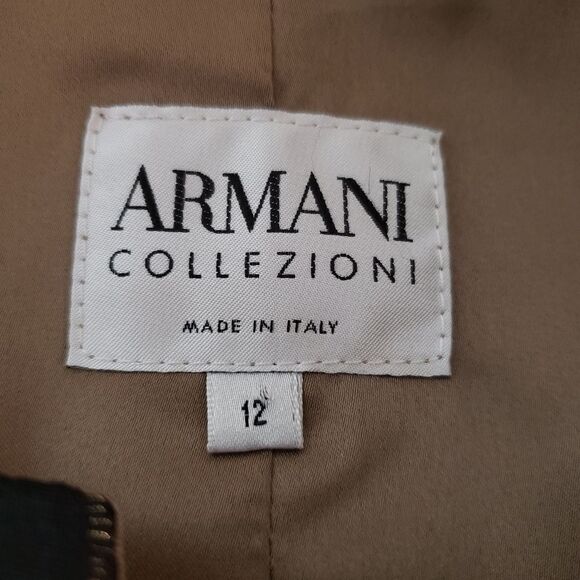 Armani Collezioni Size 12 Black Gold Quilted Print Cropped Spring Fall Jacket - Picture 6 of 13